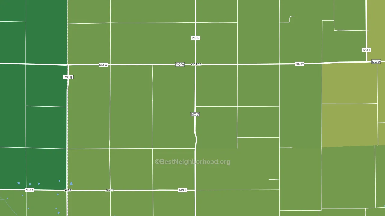 Roads, MO block-group voter-turnout map