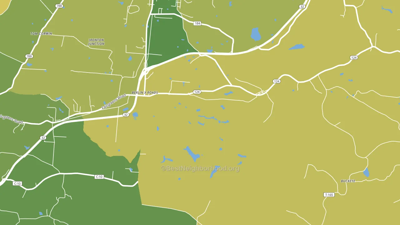 Roads, OH block-group voter-turnout map