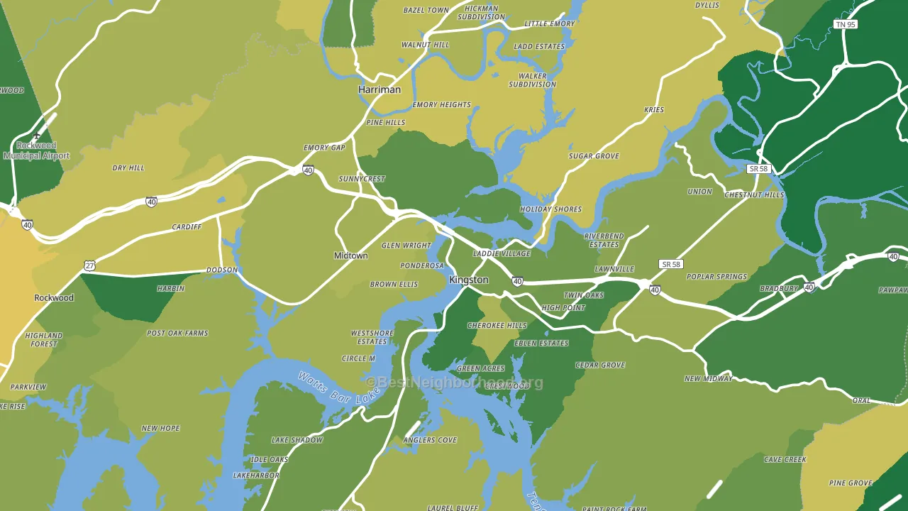 Roane County, TN block-group voter-turnout map