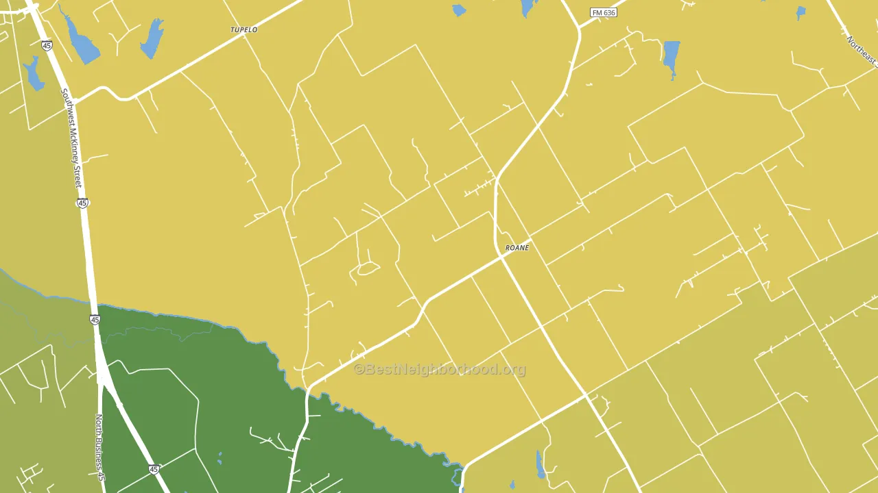 Roane, TX block-group voter-turnout map