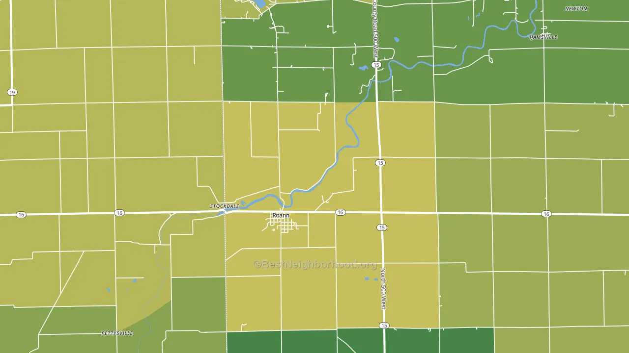 Roann, IN block-group voter-turnout map