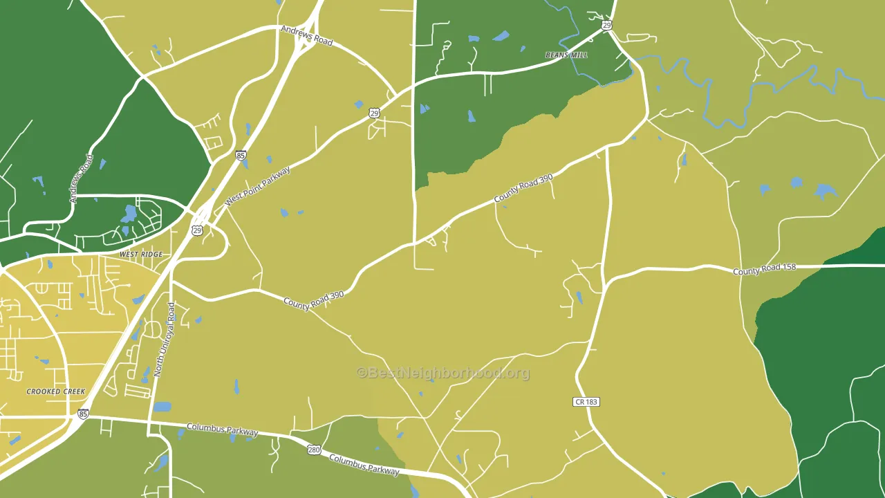 Roanoke Junction, AL block-group voter-turnout map