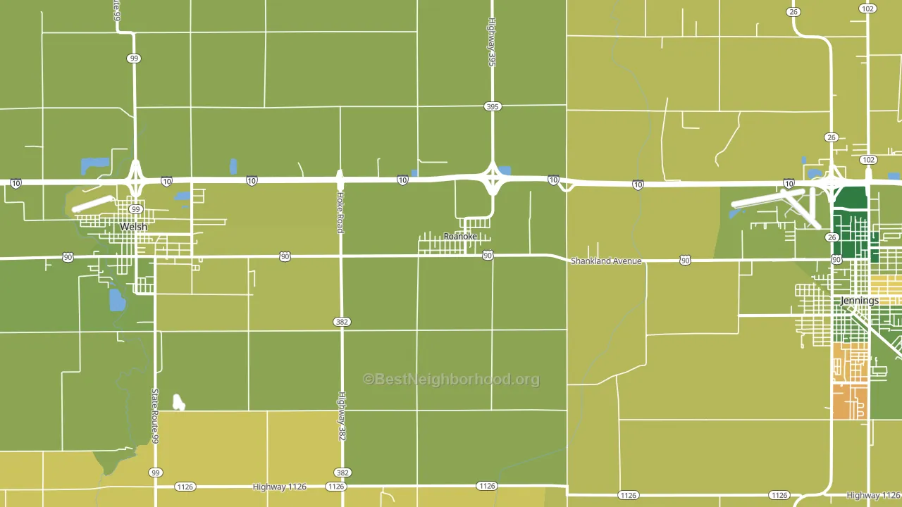 Roanoke, LA block-group voter-turnout map