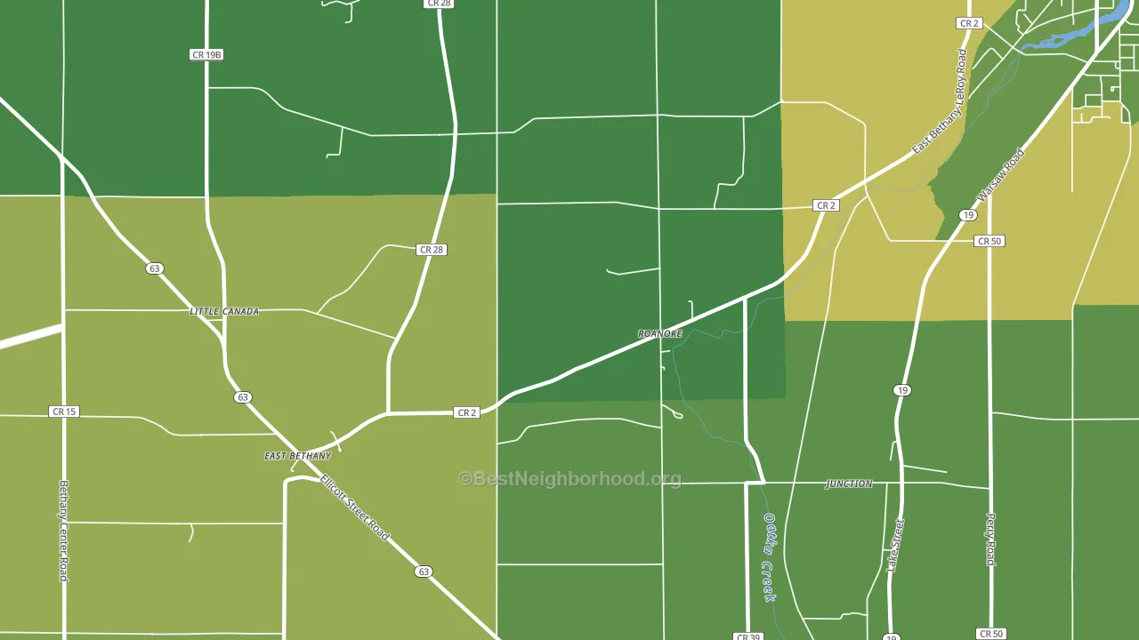 Roanoke, NY block-group voter-turnout map