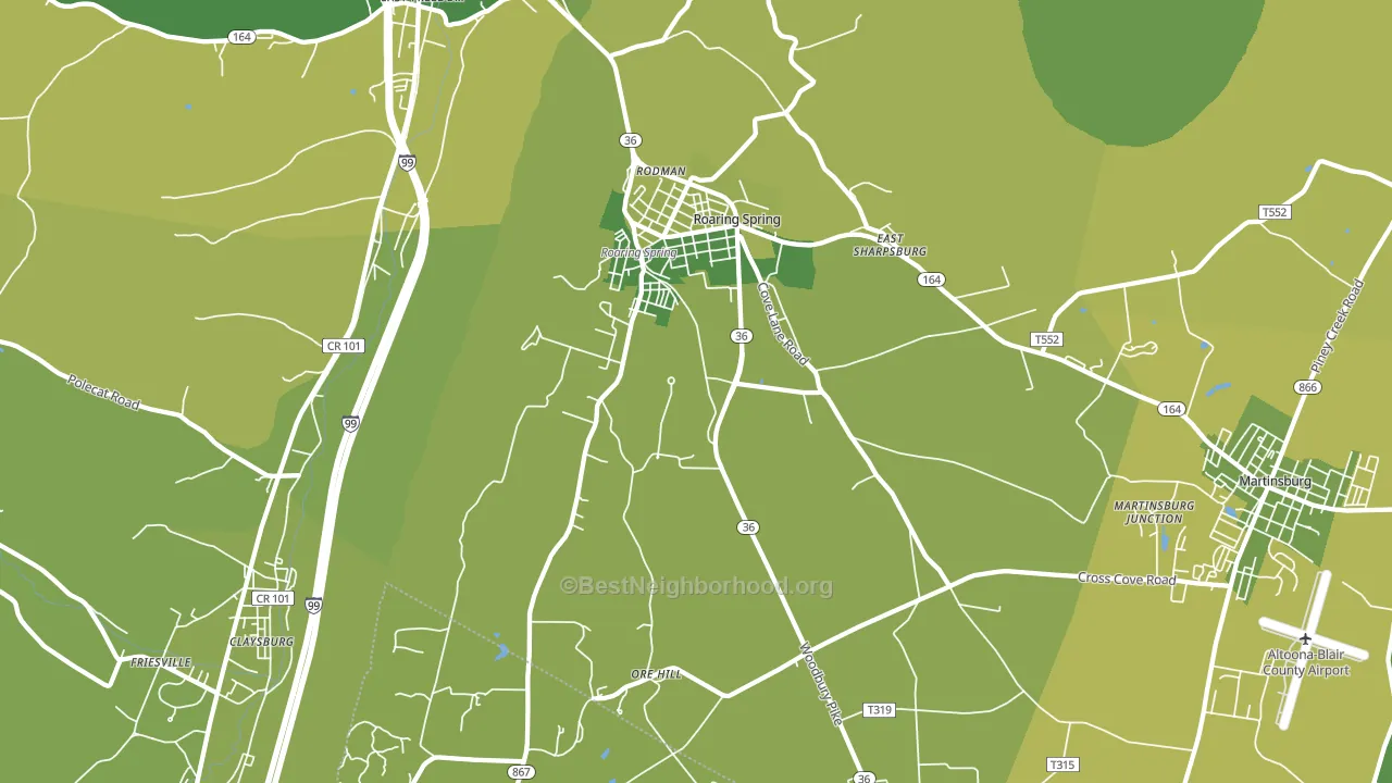 Roaring Spring, PA block-group voter-turnout map