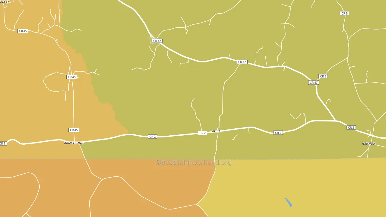 Roba, AL block-group voter-turnout map