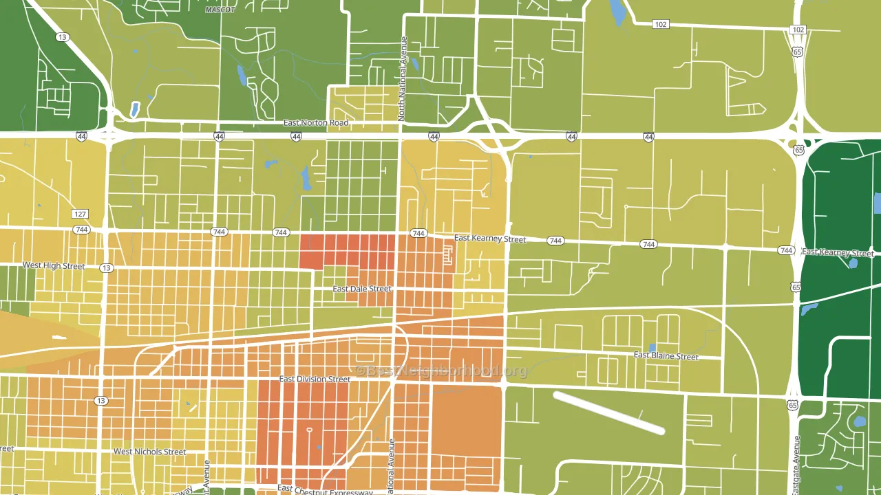 Robberson, Springfield, MO block-group voter-turnout map