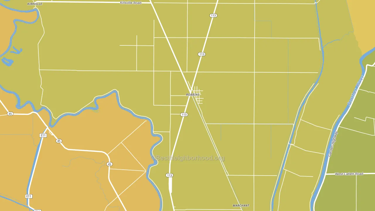 Robbins, CA block-group voter-turnout map
