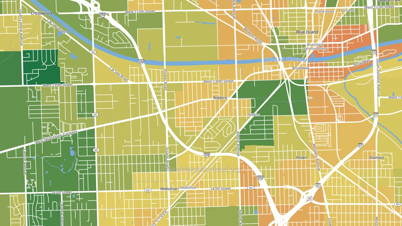 Robbins, IL block-group voter-turnout map