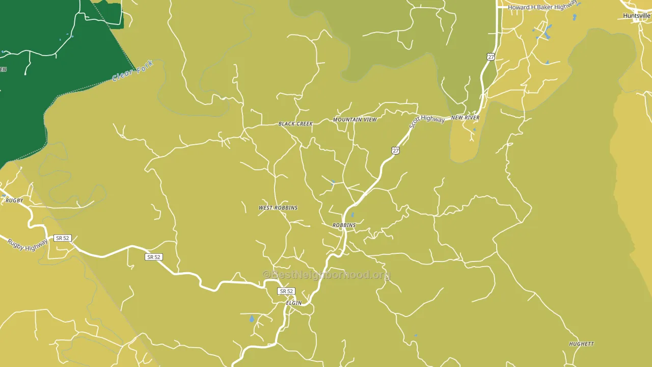 Robbins, TN block-group voter-turnout map
