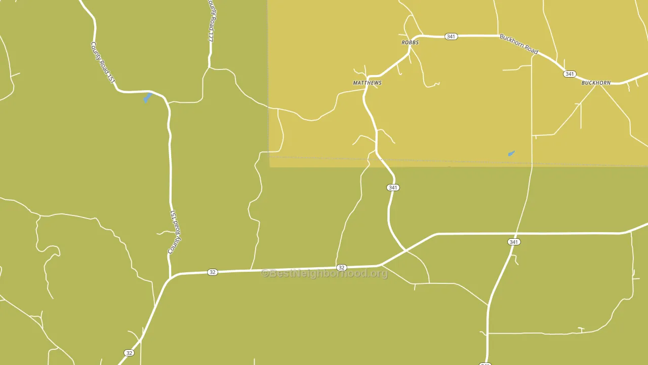 Robbs, MS block-group voter-turnout map