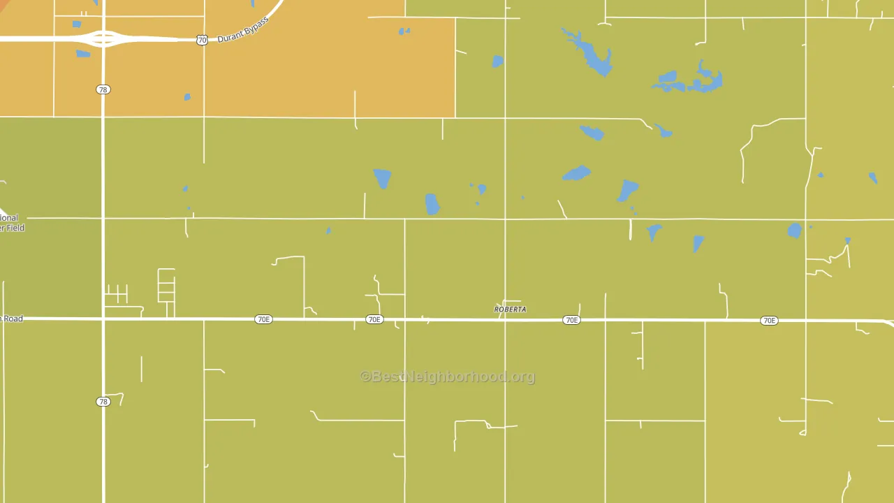 Roberta, OK block-group voter-turnout map