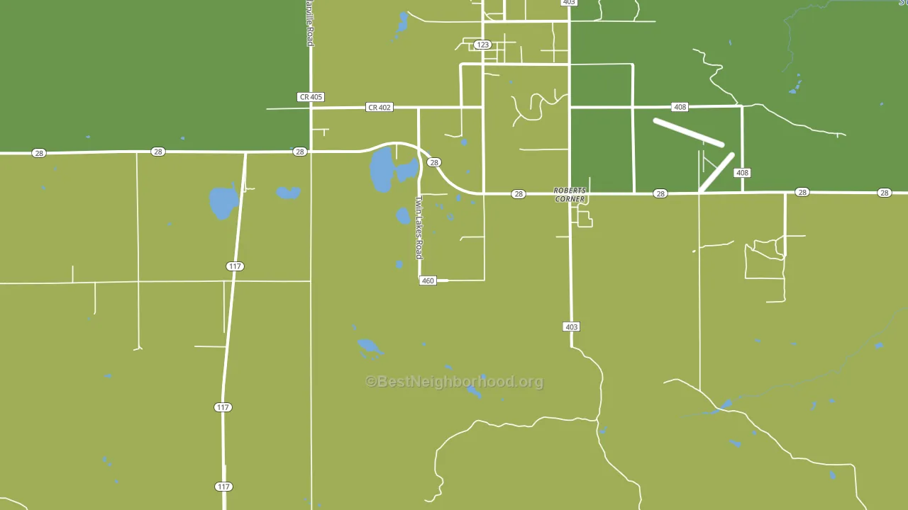 Roberts Corners, MI block-group voter-turnout map