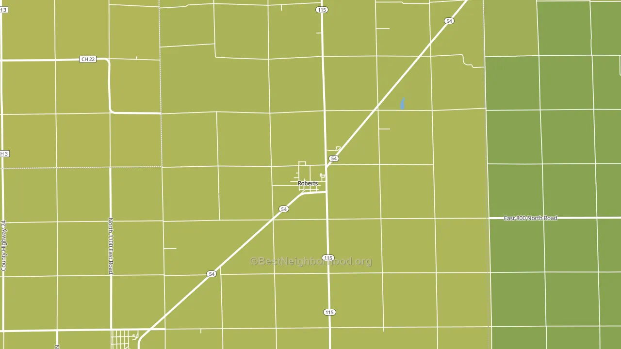 Roberts, IL block-group voter-turnout map