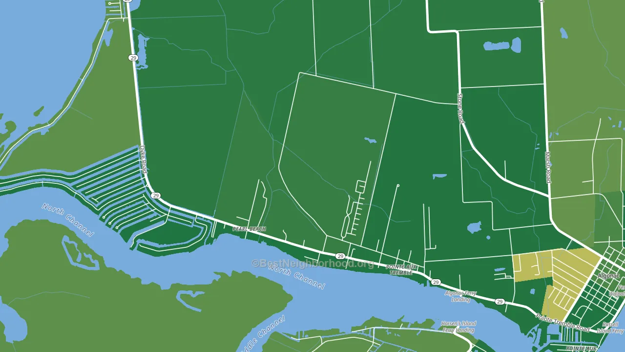Roberts Landing, MI block-group voter-turnout map