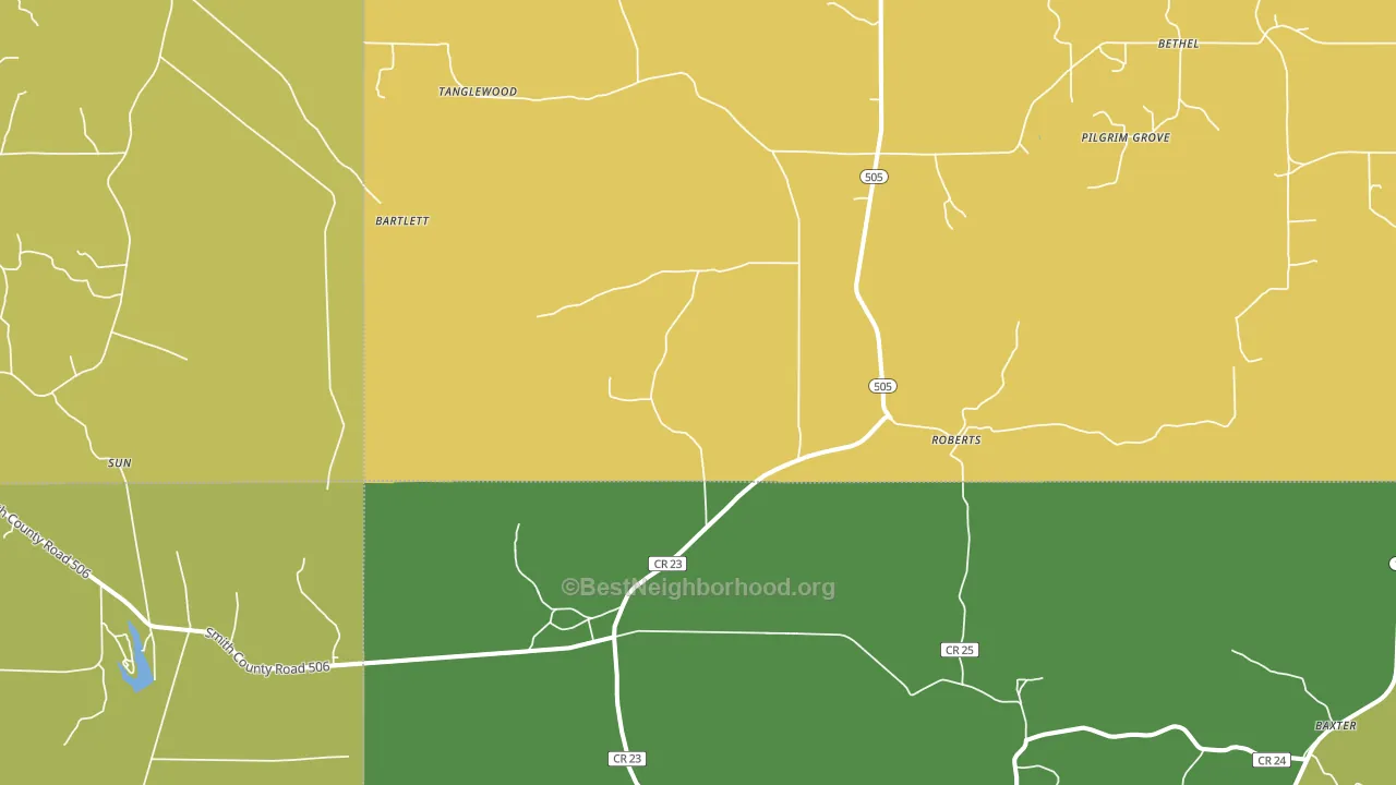 Roberts, MS block-group voter-turnout map