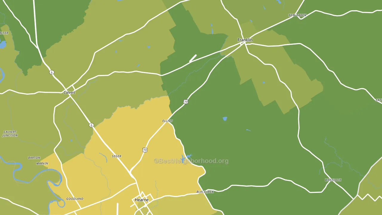 Robertson County, TX block-group voter-turnout map