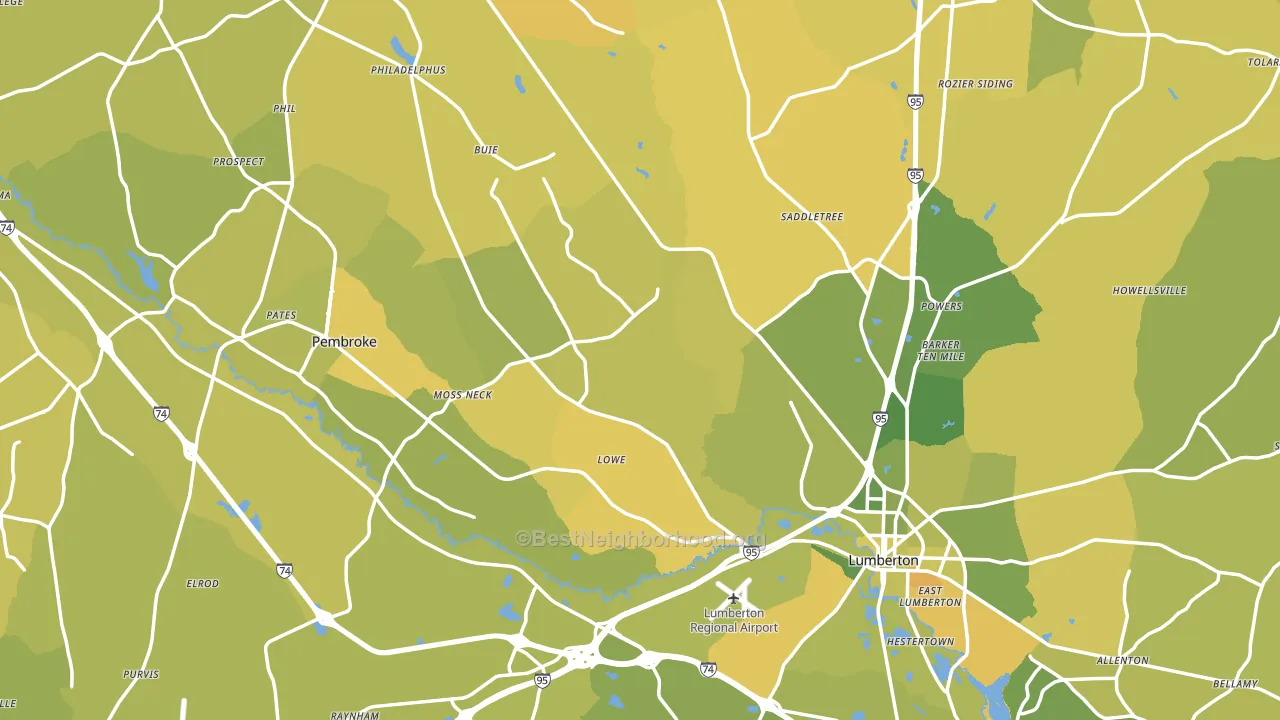 Robeson County, NC block-group voter-turnout map