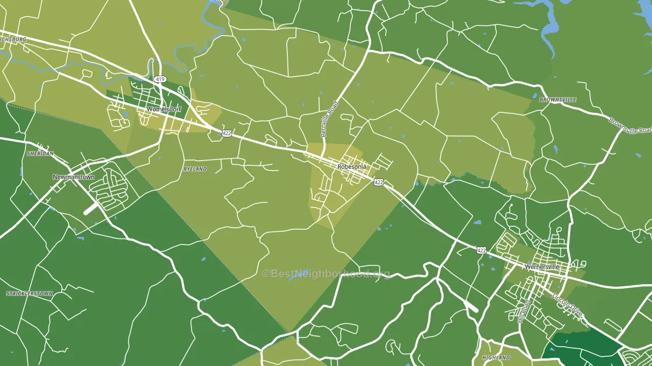 Robesonia, PA block-group voter-turnout map