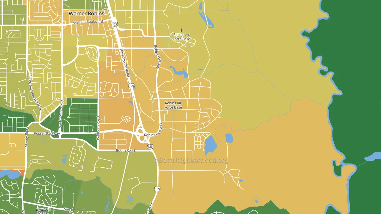 Robins AFB, GA block-group voter-turnout map