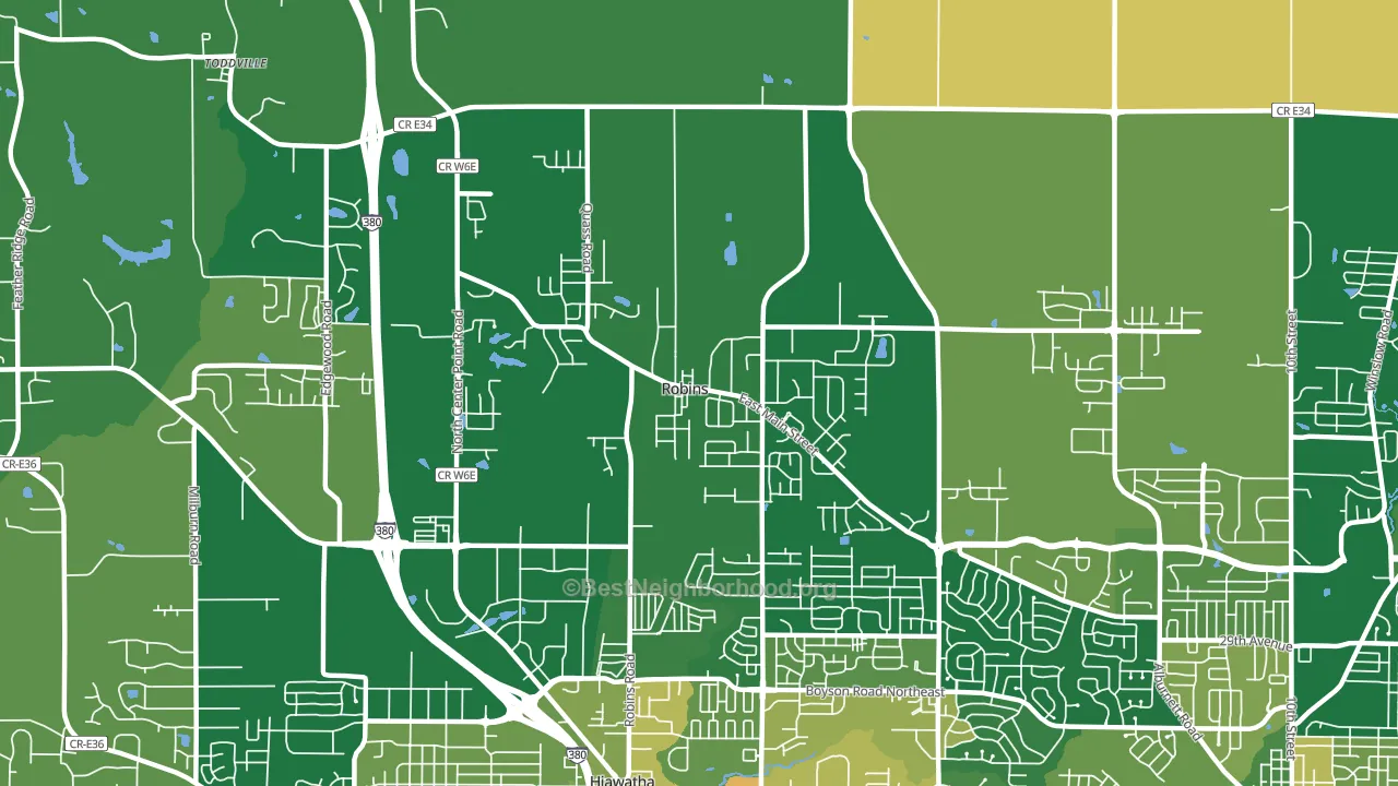 Robins, IA block-group voter-turnout map