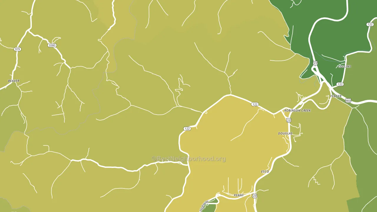 Robinson Creek, KY block-group voter-turnout map