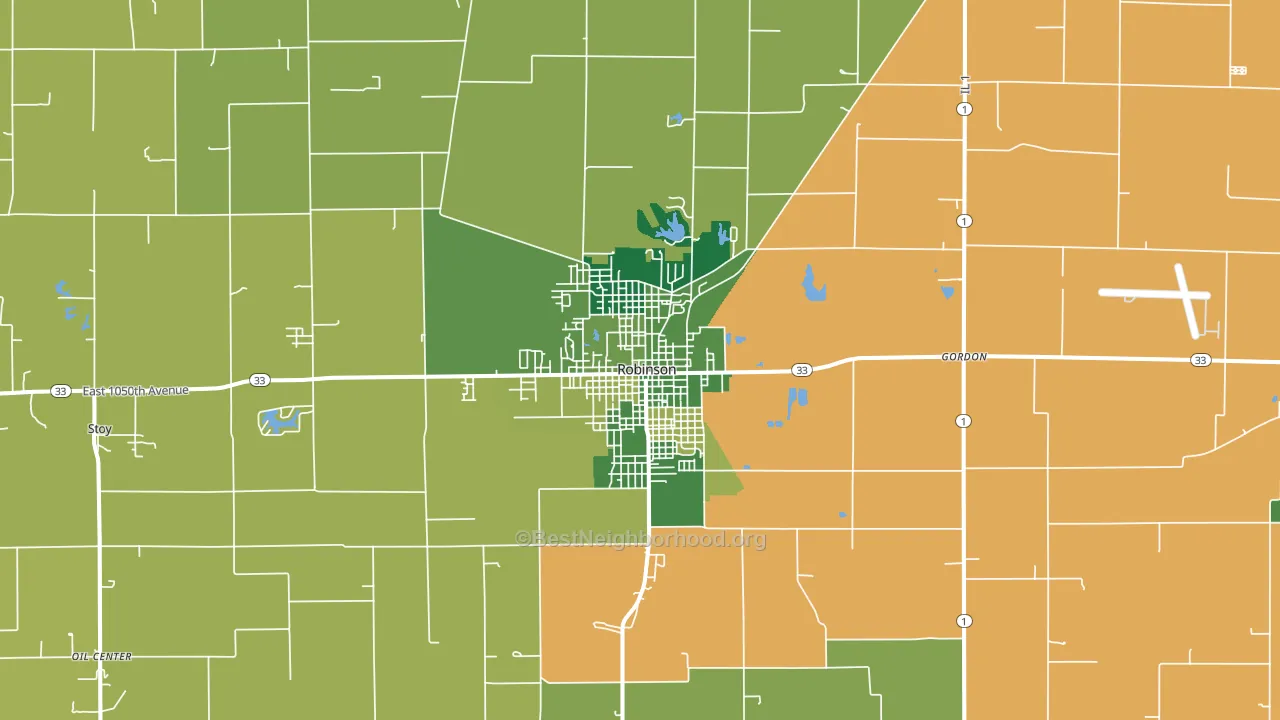 Robinson, IL block-group voter-turnout map