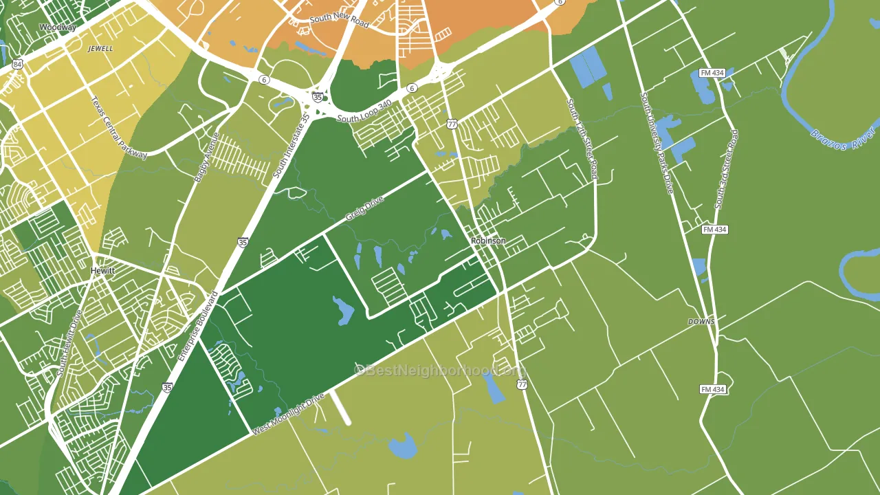 Robinson, TX block-group voter-turnout map
