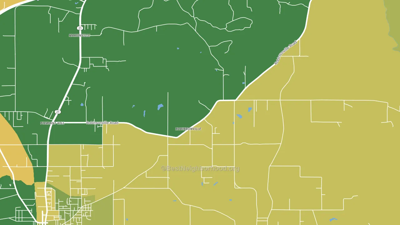 Robinsonville, AL block-group voter-turnout map