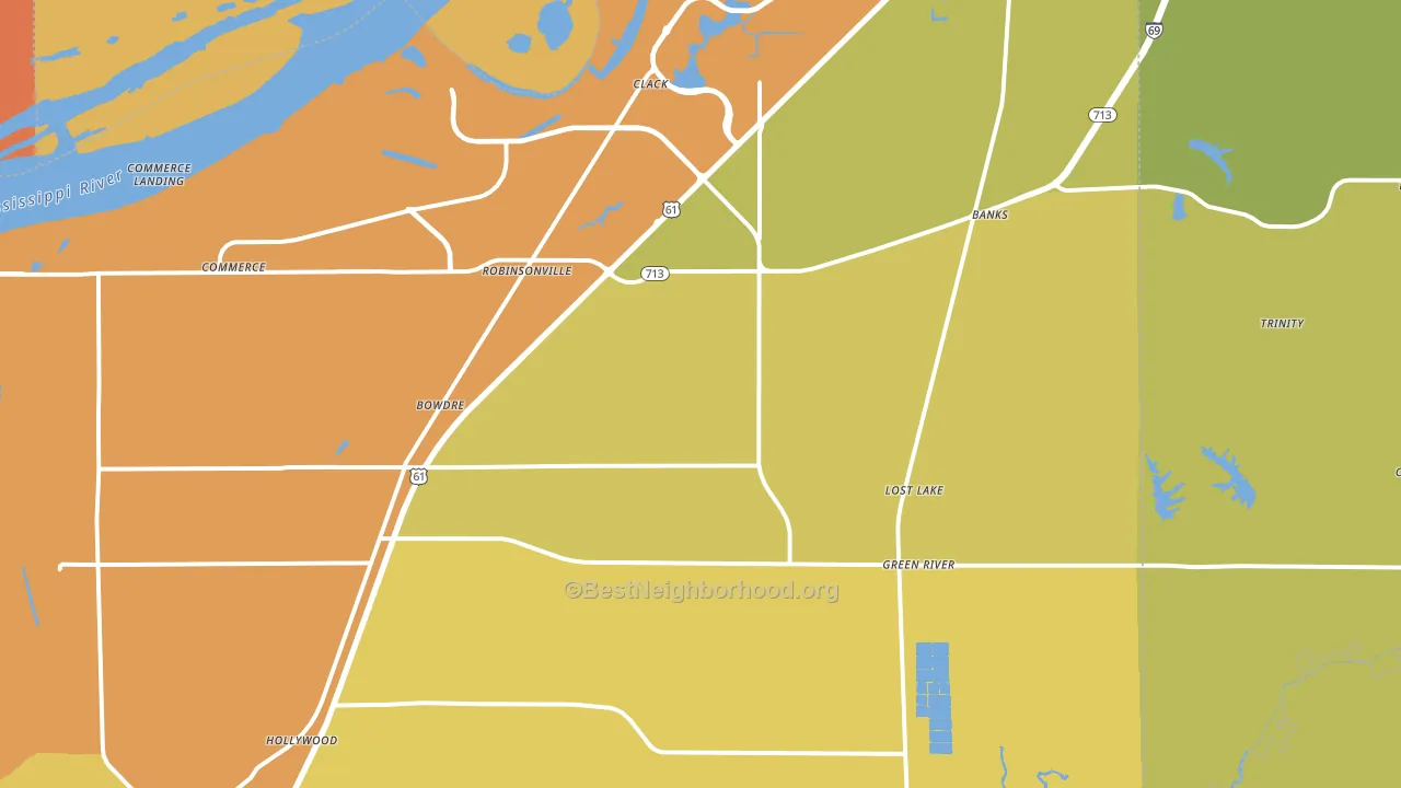 Robinsonville, MS block-group voter-turnout map