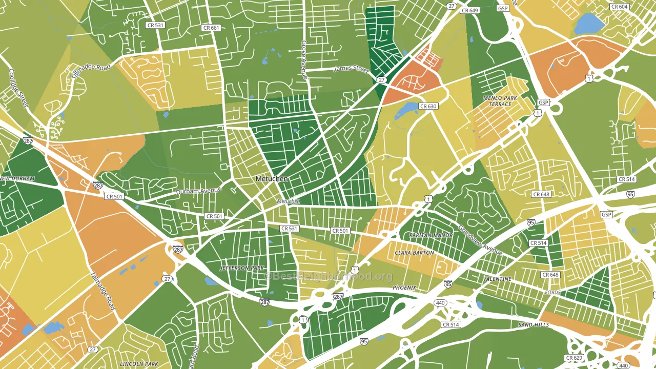 Robinvale, Metuchen, NJ block-group voter-turnout map