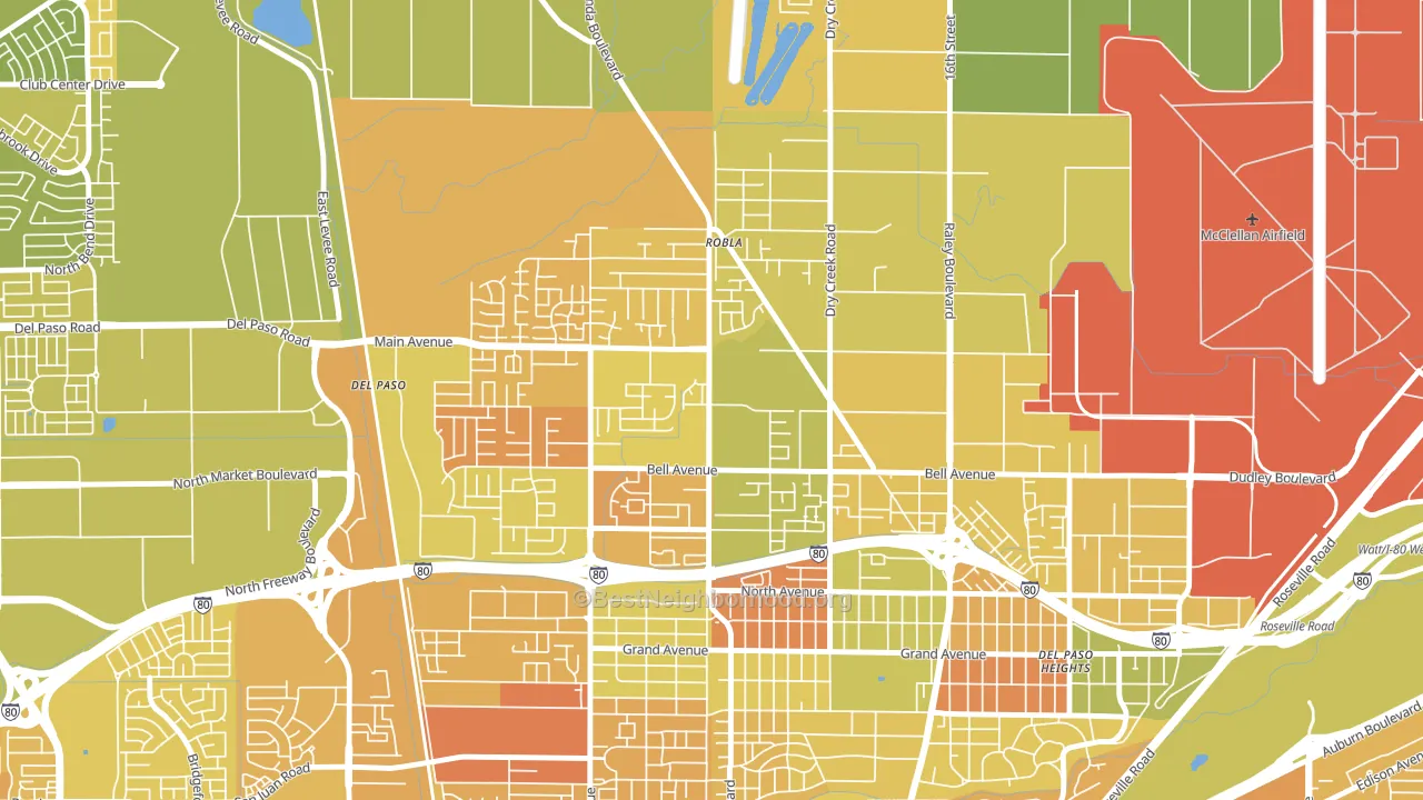 Robla, Sacramento, CA block-group voter-turnout map