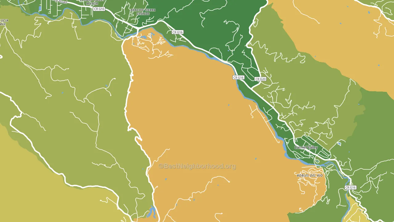 Robles Del Rio, CA block-group voter-turnout map