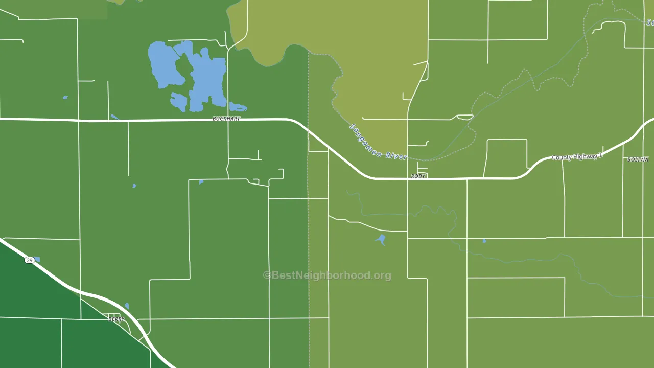 Roby, IL block-group voter-turnout map