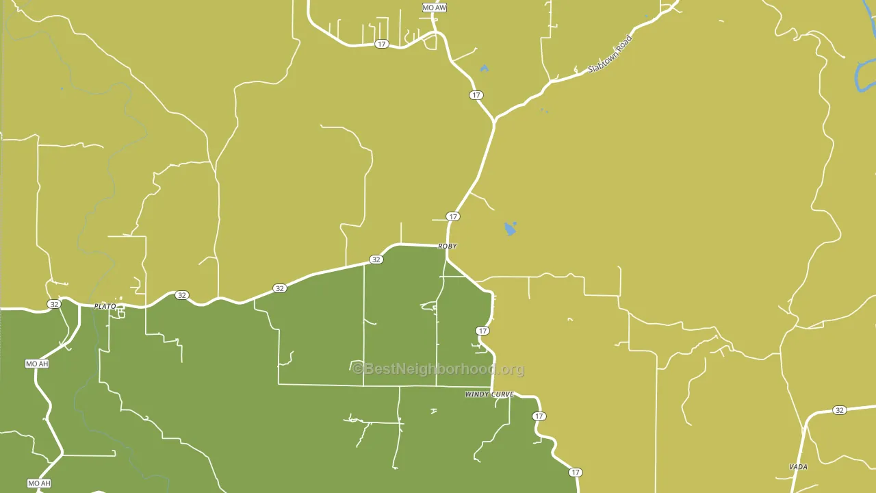 Roby, MO block-group voter-turnout map