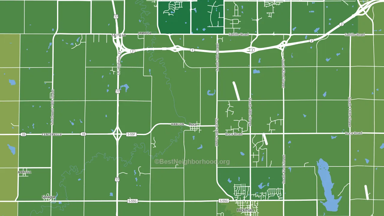 Roca, NE block-group voter-turnout map