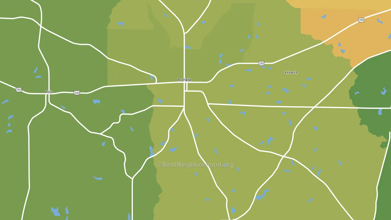 Rochelle, GA block-group voter-turnout map