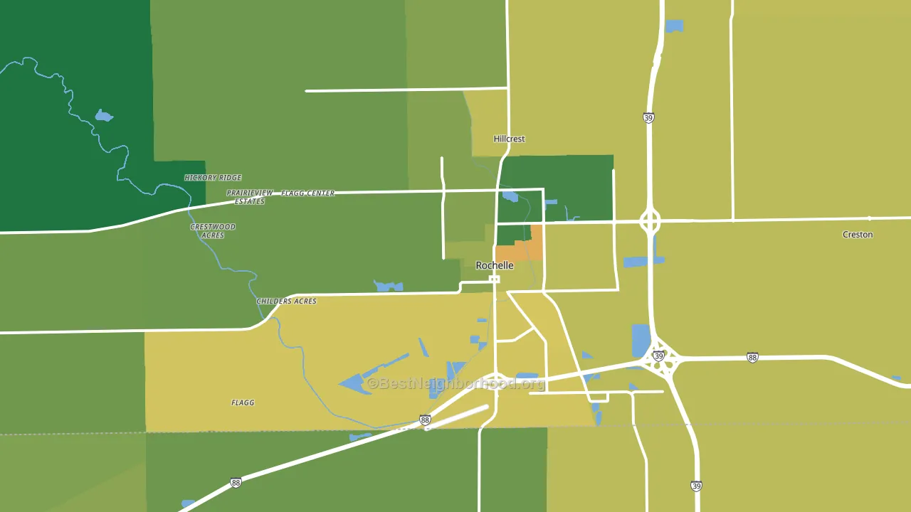 Rochelle, IL block-group voter-turnout map