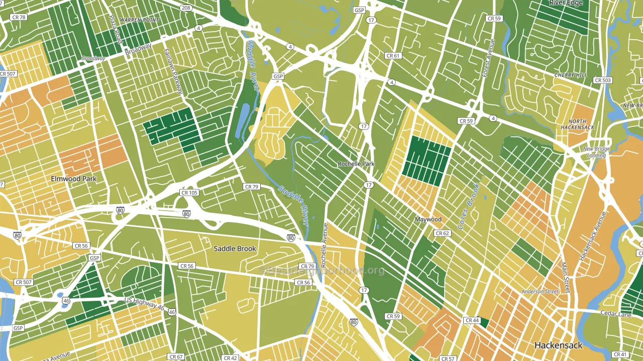Rochelle Park, NJ block-group voter-turnout map