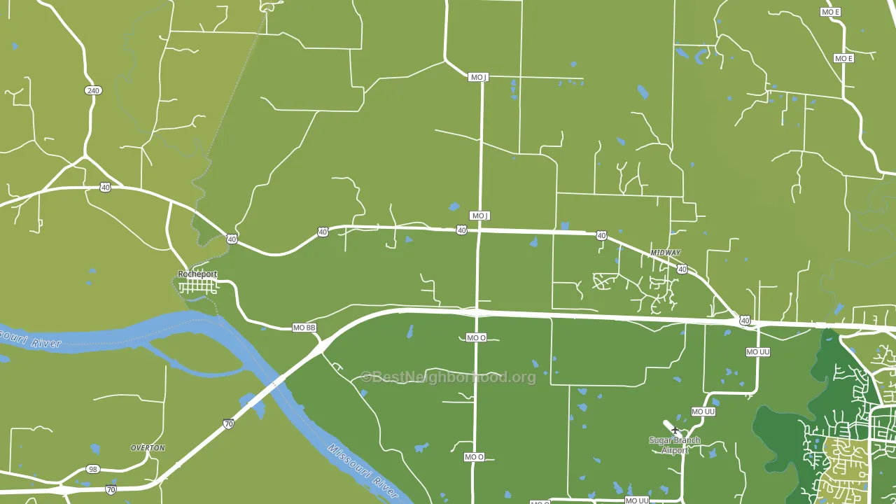 Rocheport, MO block-group voter-turnout map
