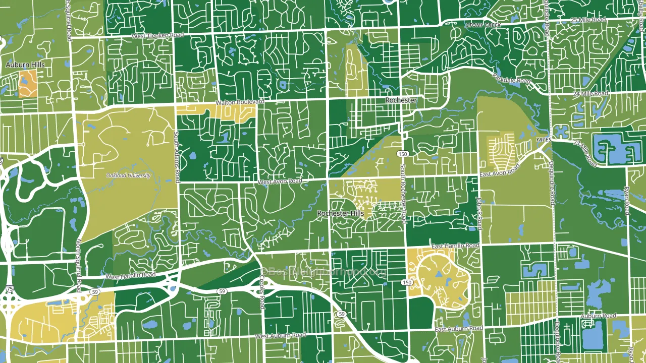 Rochester Hills, MI block-group voter-turnout map