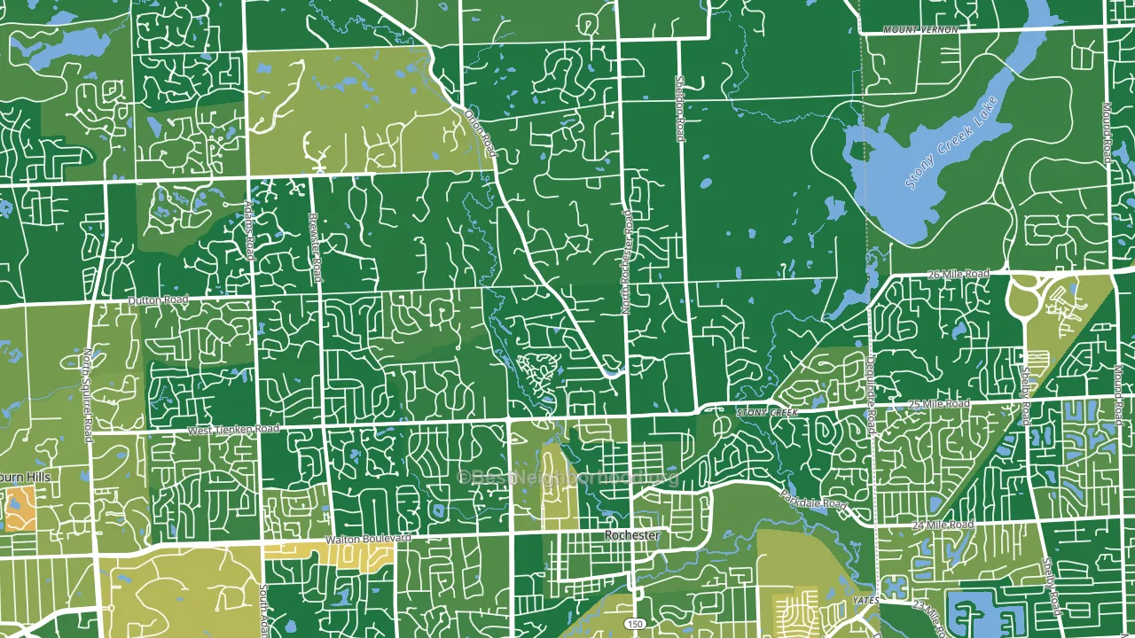 Rochester, MI block-group voter-turnout map
