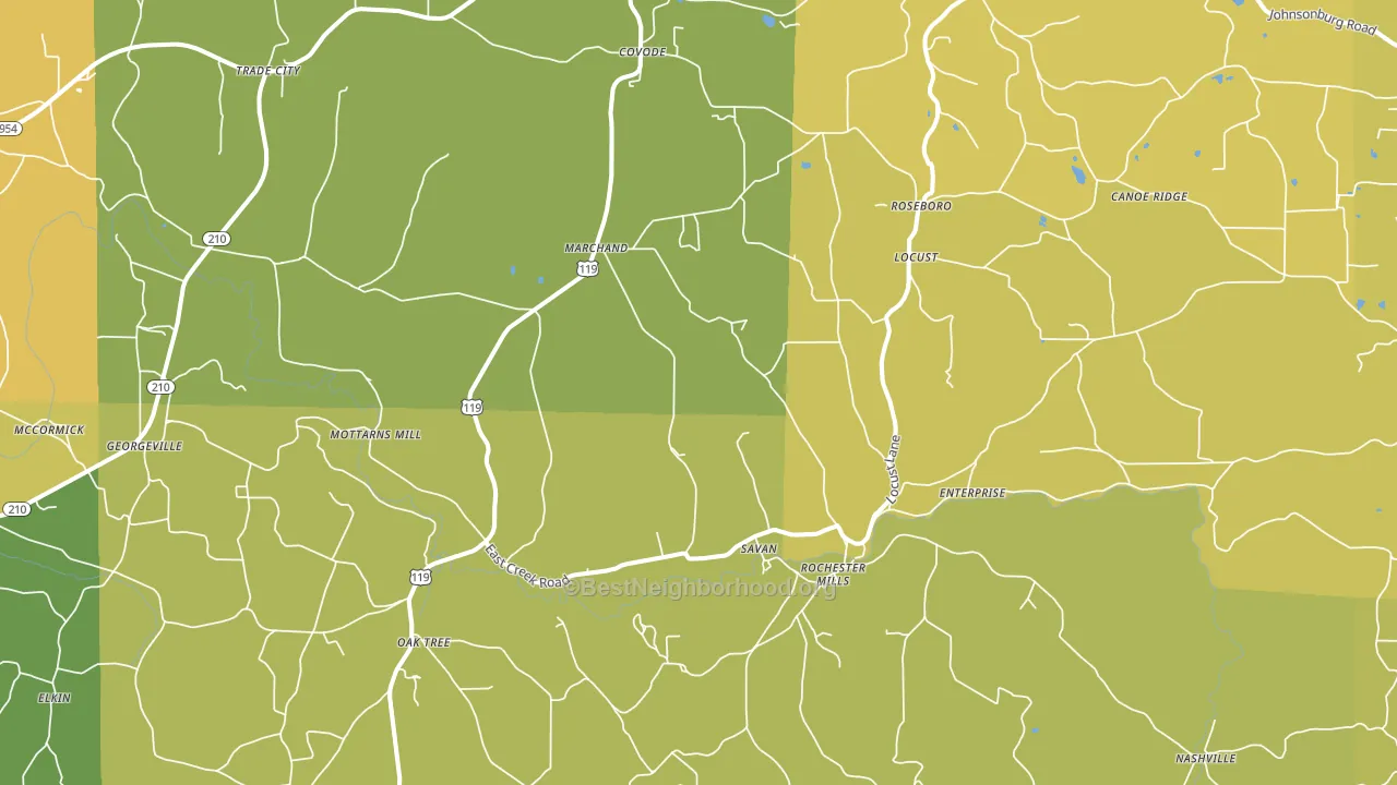 Rochester Mills, PA block-group voter-turnout map