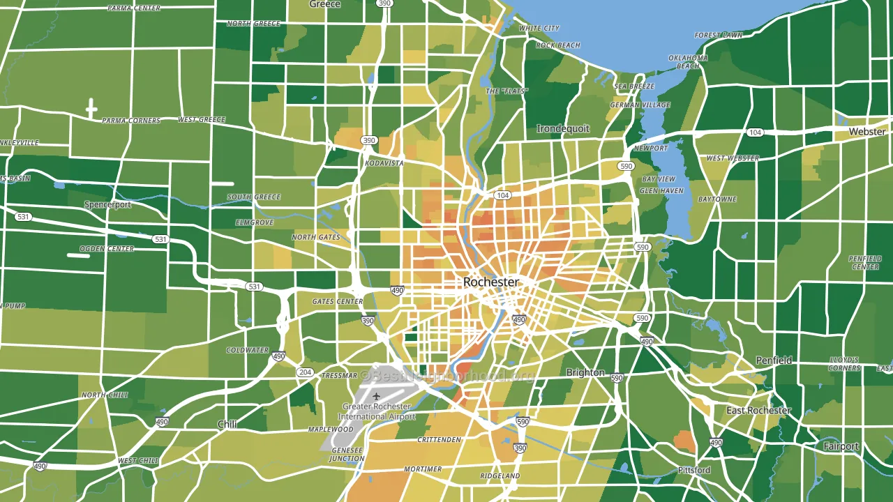 Rochester, NY block-group voter-turnout map
