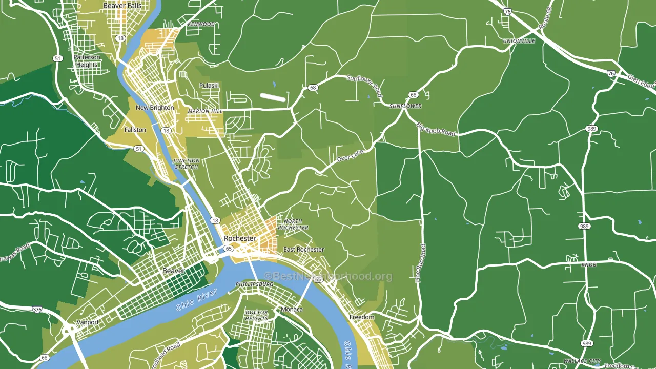 Rochester, PA block-group voter-turnout map