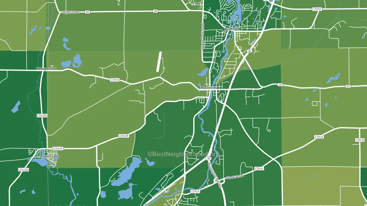 Rochester, WI block-group voter-turnout map