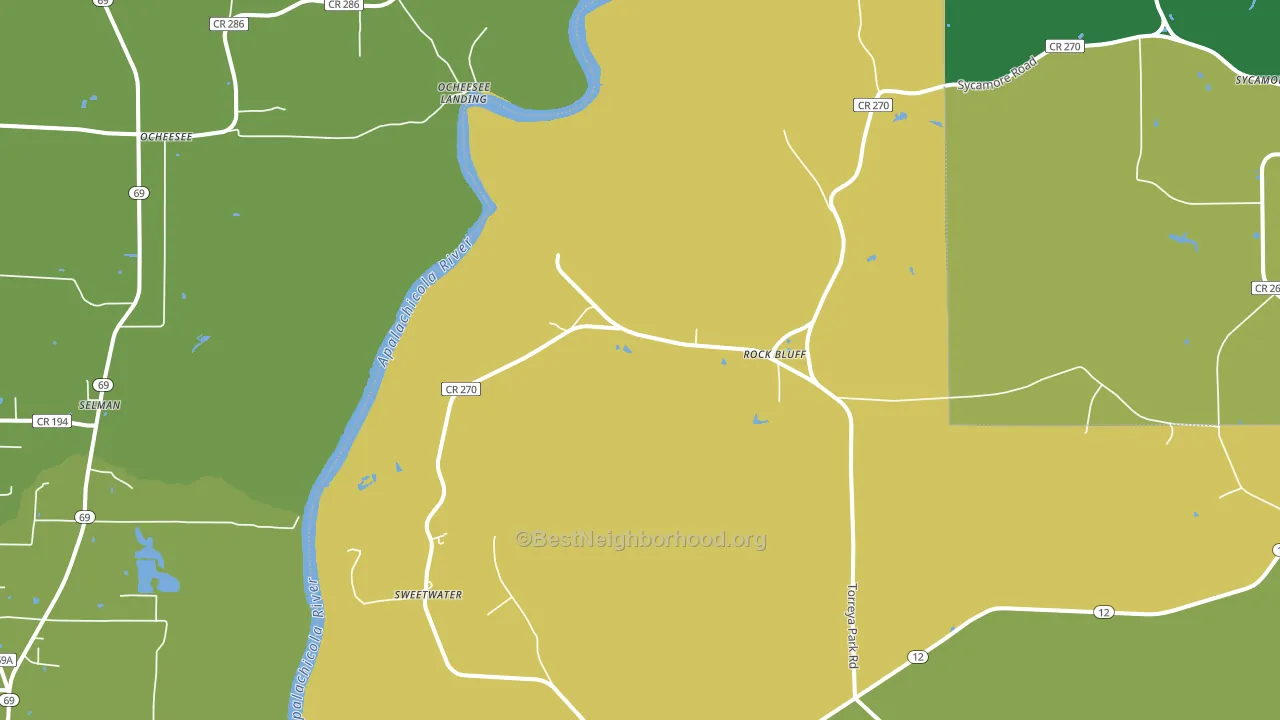 Rock Bluff, FL block-group voter-turnout map