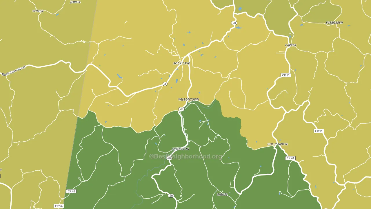 Rock Cave, WV block-group voter-turnout map