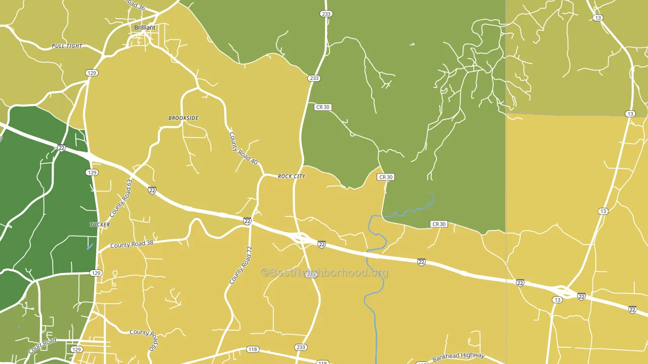 Rock City, AL block-group voter-turnout map
