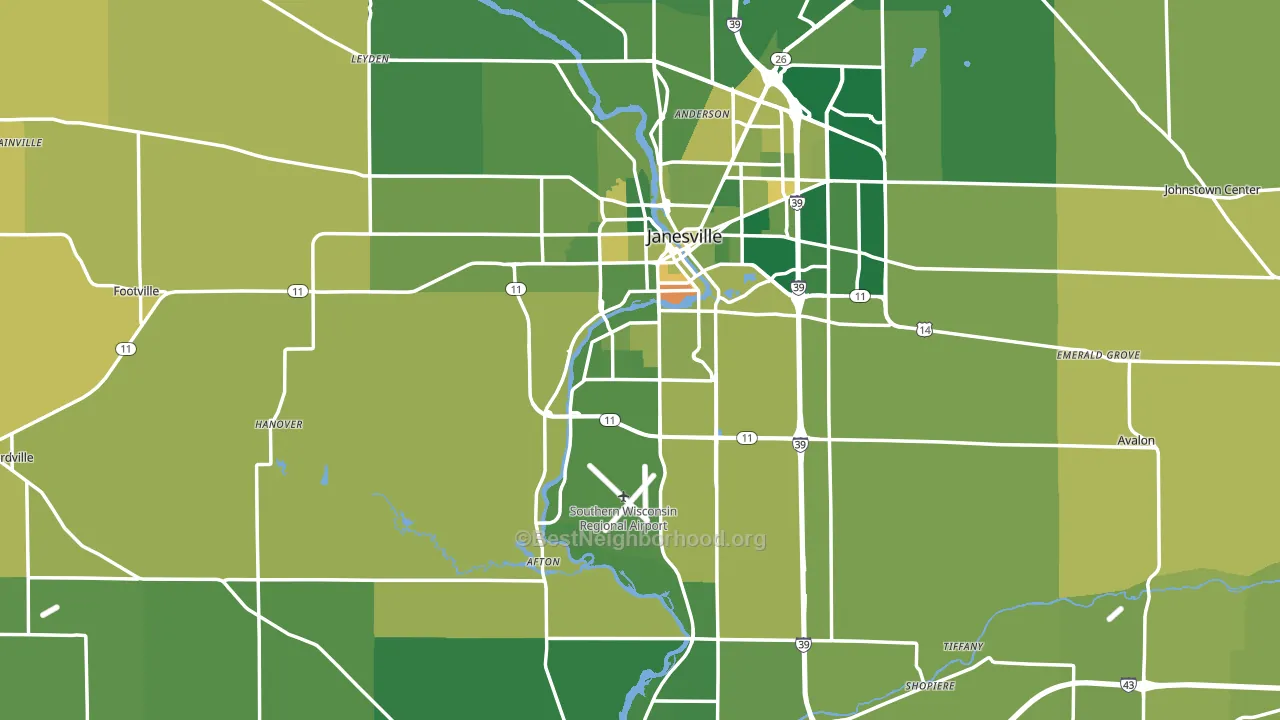 Rock County, WI block-group voter-turnout map